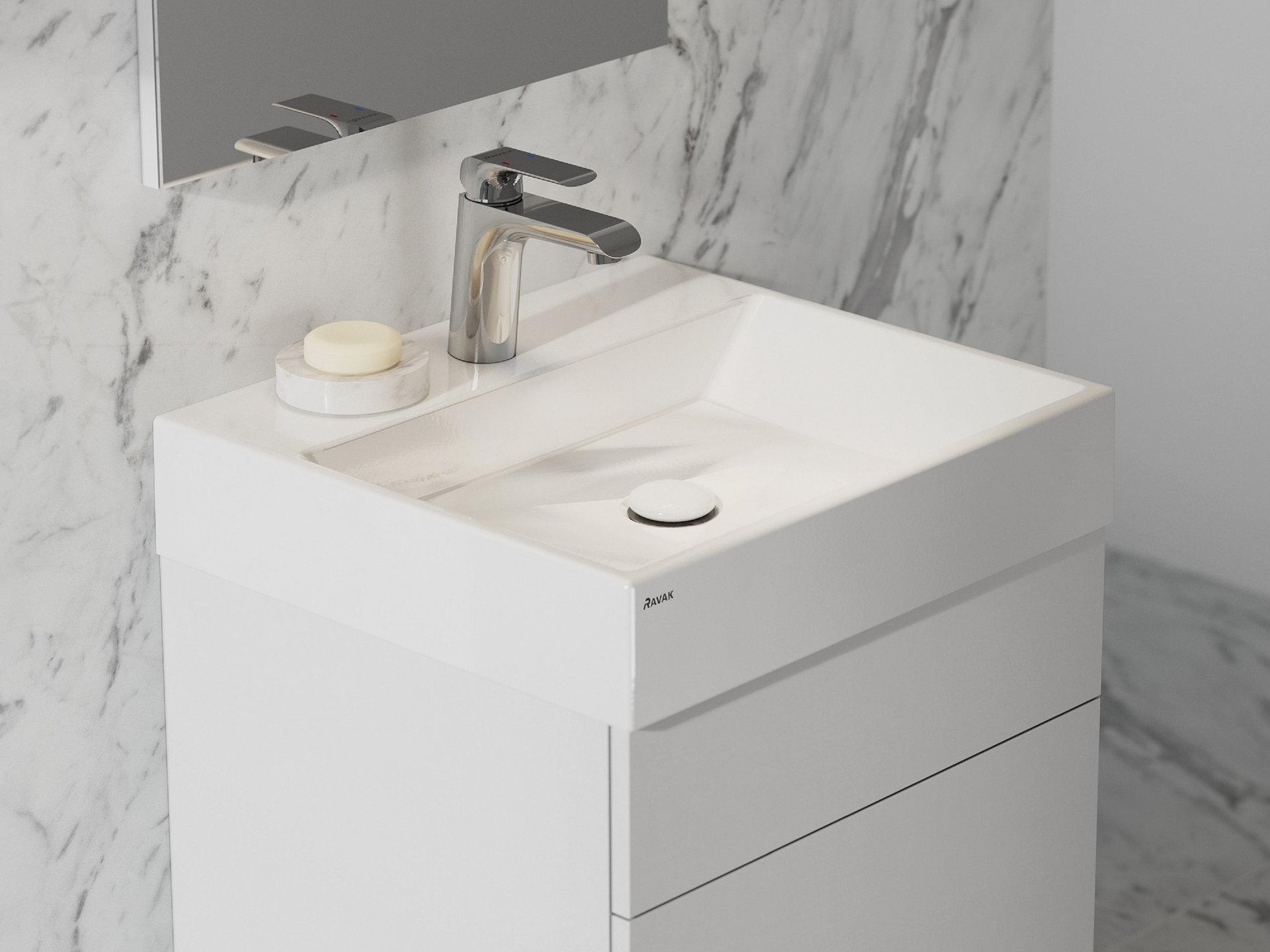 Ravak umyvadlo natural 500 white bez přepadu s otvorem