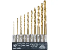 BGS Vrtáky HSS potitanované 1/4" dřík;1,5-6,0mm;10 dílů (1)