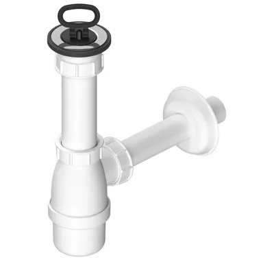 BRUCKNER Umyvadlový sifon, nerez výpust, zátka s uchem, DN40, bílá
