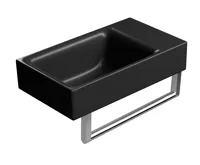 GSI NUBES keramické umývátko 40x23cm, broušená spodní hrana, bez otvoru, pravé/levé, černá mat (5)