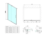 POLYSAN ROLLS sprchové dveře 1400mm, výška 2000mm, čiré sklo (9)