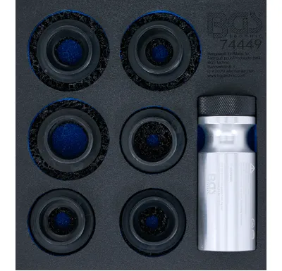 BGS Vložka do dílenského vozíku 1/6: sada brusek na náboje kol, pro rozpěrné šrouby a čepy mat