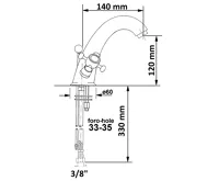 SAPHO ANTEA stojánková umyvadlová baterie vysoká s výpustí, zlato (2)