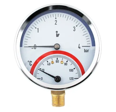 Termomanometr 81mm 0-4 bar, 0-120°C, spodní vývod 1/2"