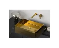 SAPHO AURUM nerezové umyvadlo na desku, 50x35,2cm, včetně výpusti, zlato mat (1)