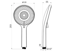 SAPHO Ruční masážní sprcha, 3 režimy sprchování, silikon trysky, průměr 120mm, ABS/zlato mat (5)