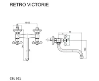 Dřezová nástěnná baterie, Retro Viktorie, 100 mm, s ramínkem trubkovým ø 18 mm - 200 mm (1)