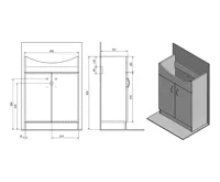 AQUALINE SIMPLEX ECO 65 umyvadlová skříňka včetně umyvadla 63x83,5x30,7cm (8)