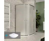 Sprchový set z Kory Lite, čtvrtkruh, 90 cm, chrom ALU, sklo Grape a SMC vanička