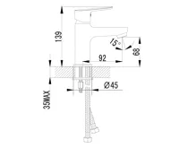 SAPHO SMALL stojánková umyvadlová baterie, 139mm, chrom (2)