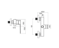 Sprchová nástěnná baterie, Mada, 150 mm, bez příslušenství, chrom (1)