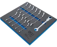 BGS Vložka do dílenského vozíku 2/3: sada ráčnových očkoplochých klíčů, kloubový, 8 - 19 mm (1)