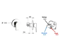 SAPHO KAI podomítková sprchová baterie, 1 výstup, černá mat (2)