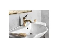 SAPHO KIRKÉ BLACK stojánková umyvadlová baterie s výpustí, černá páčka, bronz (1)