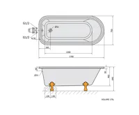POLYSAN FOXTROT volně stojící vana 170x75x64cm, nohy bílé, černá/bílá (8)