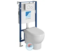 ABSOLUTE závěsné WC Rimless s podomítkovou nádržkou a tlačítkem Schwab, bílá