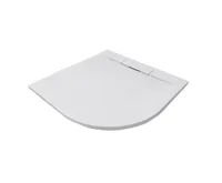 Čtvrtkruhová sprchová vanička s hran. krytem sifonu, 90x90x3cm, vč. sifonu, bez nožiček, litý mramor