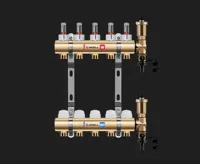 WIGELL Mosazný rozdělovač 18 okruhů, pro podlahového topení  s hlavicemi a průtokoměry WIGELL Mosazný rozdělovač 18 okruhů, pro podlahového topení  s hlavicemi a průtokoměry
