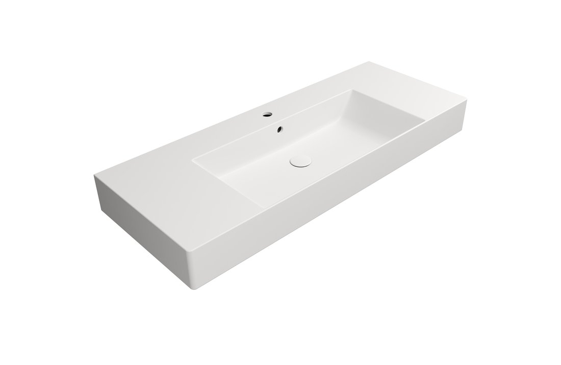 Gsi kube x keramické umyvadlo 120x47cm, s odkládacími plochami, bílá mat