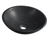 SAPHO BLOK kamenné umyvadlo na desku Ø 40cm, matný černý Marquin SAPHO BLOK kamenné umyvadlo na desku Ø 40cm, matný černý Marquin