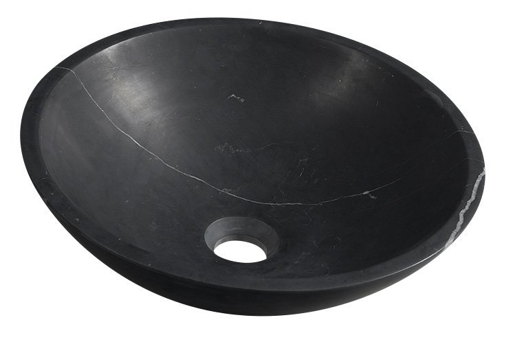 SAPHO BLOK kamenné umyvadlo na desku Ø 40 cm, matný černý Marquin