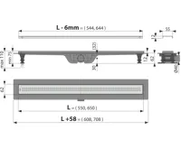 ALCAPLAST Sprchový liniový žlab plastový, s okrajem a perforovaným roštem, délka 550 mm APZ9-550M (1)