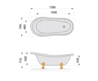 POLYSAN RETRO volně stojící vana 158x76x71cm, nohy bílé, černá/bílá (8)