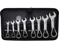 BGS Klíče očkoploché ráčnové 8-19 mm, extra krátké, sada 8 dílů BGS Klíče očkoploché ráčnové 8-19 mm, extra krátké, sada 8 dílů