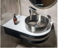 SAPHO PULSE rohový stolek s umyvadlem 755x455mm, levý, nerez mat