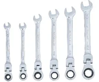 BGS Klíče očkoploché ráčnové 1/4"-9/16", kloubové, sada 6 dílů (1)