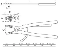 BGS Kleště na rozpěrné kroužky, zahnuté, pro vnější rozpěrné kroužky, 500 mm (3)