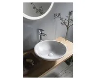 SAPHO BLOK kamenné umyvadlo na desku Ø 42cm, bílá carrara mat (1)