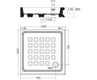 KERASAN RETRO keramická sprchová vanička, čtverec 100x100x20cm, bílá (10)