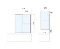 POLYSAN OLBIA vanová zástěna s pneumatickým zdvihem, š. 1230mm, černá mat, čiré sklo (4)