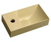 SAPHO PICCOLINO betonové umývátko 30,8x17cm, baterie vlevo, žlutá mat