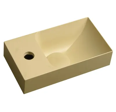 SAPHO PICCOLINO betonové umývátko 30,8x17cm, baterie vlevo, žlutá mat