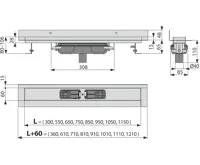 ALCAPLAST Podlahový žlab s okrajem pro plný rošt a s pevným límcem ke stěně, svislý odtok APZ1116-550 (1)