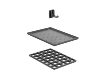 Odkapávací a pokládací rošt + háčky s upevňovacím příslušenstvím k umyvadlu Multiset Odkapávací a pokládací rošt + háčky s upevňovacím příslušenstvím k umyvadlu Multiset