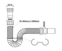 BRUCKNER FLEXY umyvadlový sifon 5/4", DN40, bílá (6)