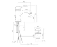 SAPHO KIRKÉ stojánková umyvadlová baterie s výpustí, zlato (2)
