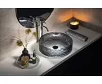SAPHO MARAGUA skleněné gravírované umyvadlo na desku Ø 39,5cm, černá (6)