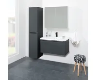 Mailo, koupelnová skříňka, umyvadlo z litého mramoru, antracit, 1 zásuvka, 1010x470x480 mm (4)