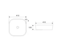 Umyvadlo na desku bez přepadu, 410x410x150 mm, čtvercové, keramické (1)