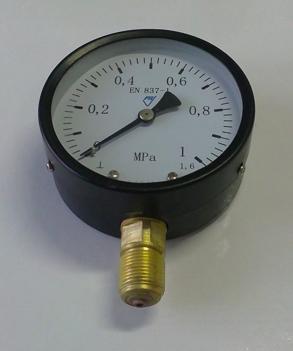 Manometr - tlakoměr typ 312 - 100mm M20x1,5 " Radiál - spodní vývod 0-1 MPa