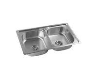 AQUALINE Nerezový vestavný dřez, dvojitý 81x18x46cm (1)