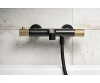 SAPHO SOLARIS nástěnná vanová termostatická baterie, černá/zlato mat (3)