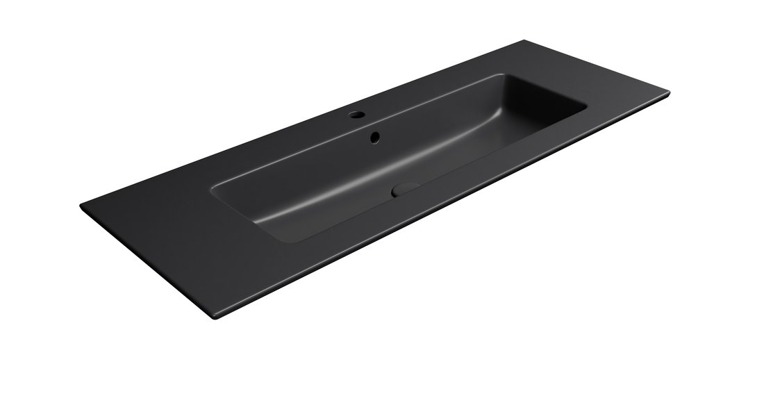 Gsi pura keramické umyvadlo slim 122x46cm, černá mat