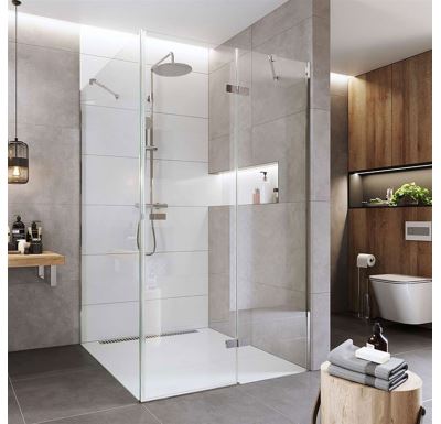 Sprchový kout, Novea, čtverec, 120x120 cm, chrom ALU, sklo Čiré, dveře pravé a pevný díl