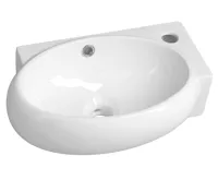 SAPHO RIBERA keramické umývátko rohové 43x28,5cm, otvor pro baterii vpravo, bílá